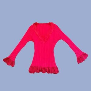 Vintage red ruffle long sleeve